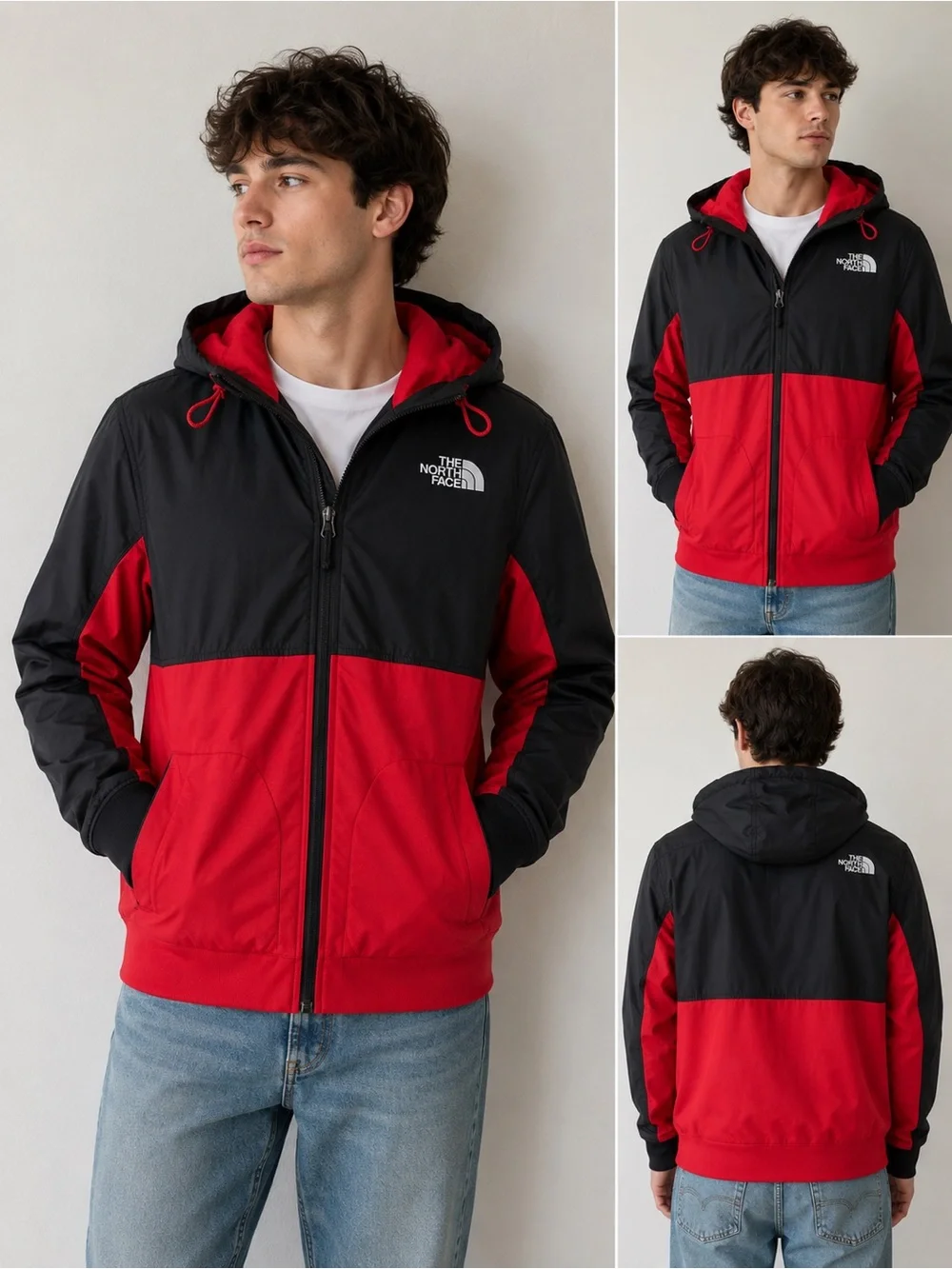 The North Face Men’s Red and Black Hooded Windbreaker